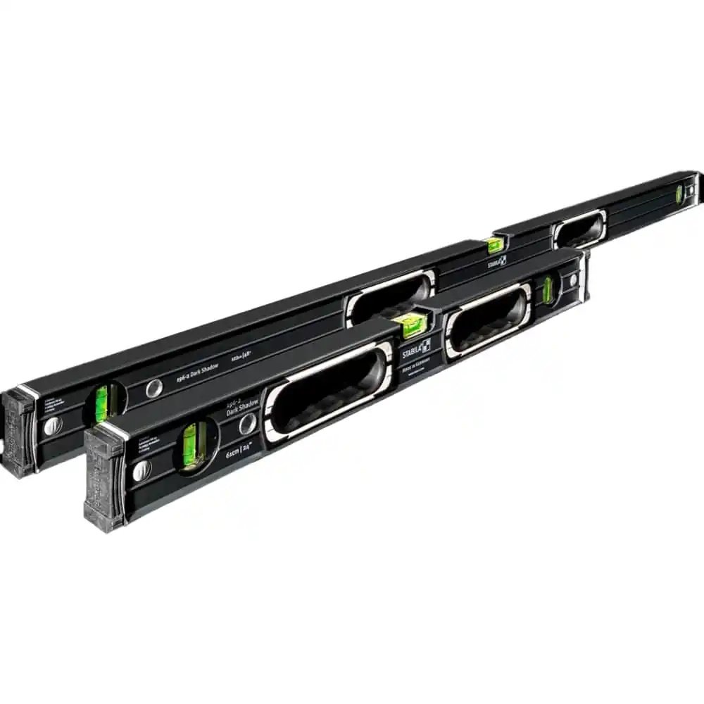 thumbnail interactive-video image 1 of Stabila Dark Shadow Spirit Level Set – 24in + 48in, Limited Edition, With Free Case 1 of 5